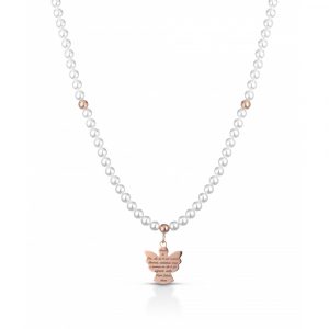 Collana FuJiko Perle Angelo Preghiera Argento Rosè