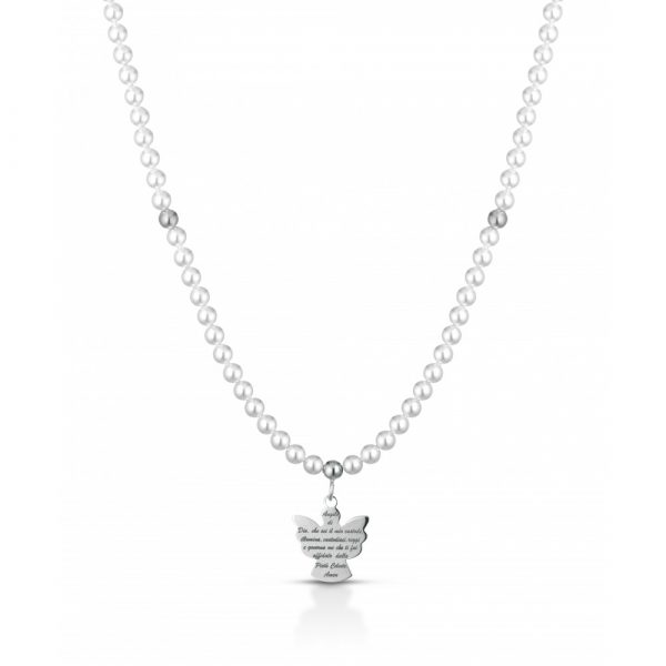 Collana FuJiko Perle Angelo Preghiera Argento