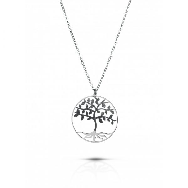 Collana Hiriwa 925 Albero della Vita Glitter Nero Argento