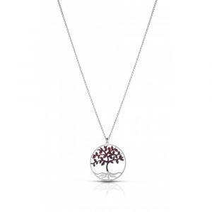 Collana Hiriwa 925 Albero Della Vita Glitter Rosso Argento