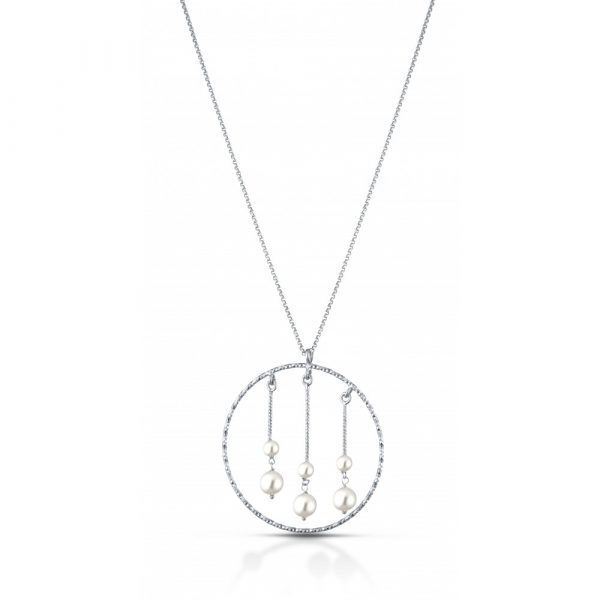 Collana FuJiko Perle Pendente Cerchio Argento