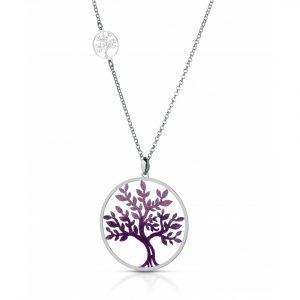 Collana Hiriwa 925 Albero Della Vita Glitter Viola Argento