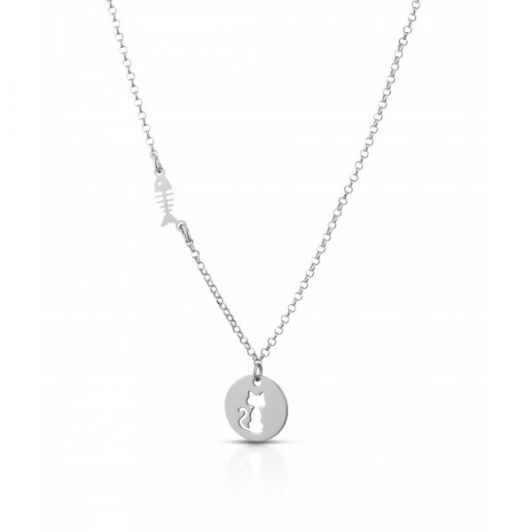 Collana Hiriwa 925 Gatto e Lisca Argento
