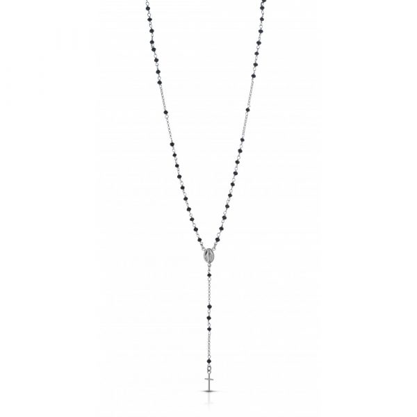 Collana Hiriwa 925 Rosario Argento Pietre Nere