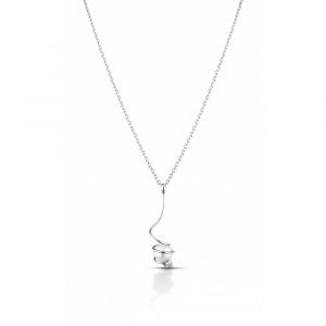 Collana FuJiko Perle Pendente Argento Pietre Bianche