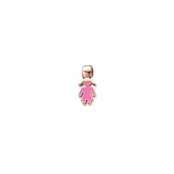 Ciondolo Love Makes a Family modello Elements Bimba Argento Rosè Smaltato Rosa