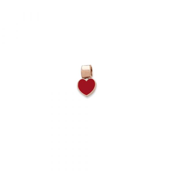 Ciondolo Love Makes a Family modello Elements Cuore Argento Rosè Smaltato Rosso