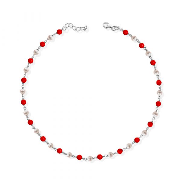 Collana FuJiko Perle Bianche Pasta di Corallo Argento