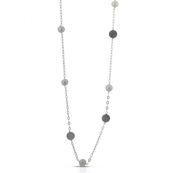 Collana FuJiko Lunga Perle Occhio di Aquila Argento