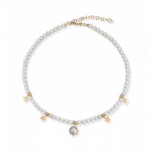 Collana FuJiko Perle Pendente Stella Rondelle Argento Gold