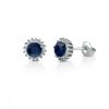 Orecchini Hiriwa 925 Pietra Tonda Blu contorno Bianco Argento