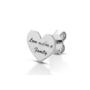 Orecchino Love Makes a Family Singolo Cuore Argento