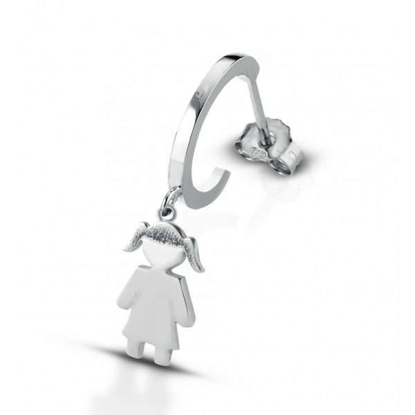 Orecchino Love Makes a Family Singolo Bimba Pendente Argento