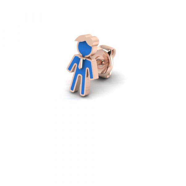 Orecchino Love Makes a Family modello Elements Singolo Papà Argento Rosè Smaltato Blu