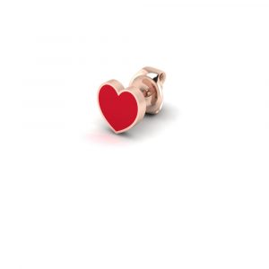 Orecchino Love Makes a Family modello Elements Singolo Cuore Argento Rosè Smaltato Rosso