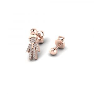 Orecchini Love Makes a Family Papà -Sfera 4 mm Argento Rosè Pietre Bianche
