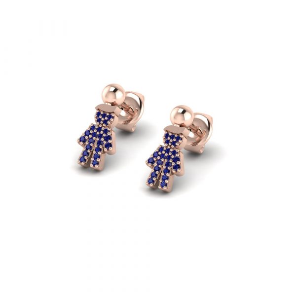 Orecchini Love Makes a Family Bimbo-Bimbo Argento Rosè Pietre Blu