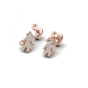 Orecchini Love Makes a Family Mamma-Bimba Argento Rosè Pietre Bianche
