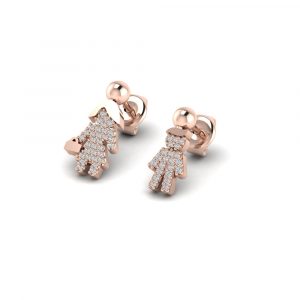 Orecchini Love Makes a Family Mamma-Bimbo Argento Rosè Pietre Bianche