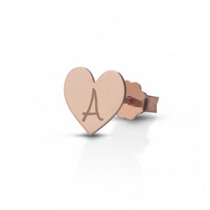 Orecchino Hiriwa 925 Singolo Cuore Lettera A Argento Rosè