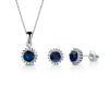 Parure Hiriwa 925 Collana + Orecchini Argento Pietre Blu-Bianche