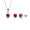 Parure Hiriwa 925 Collana + Orecchini Argento Pietre Rosse-Bianche