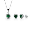 Parure Hiriwa 925 Collana + Orecchini Argento Pietre Verdi-Bianche