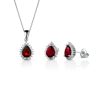 Parure Hiriwa 925 Collana + Orecchini Argento Pietre Rosse-Bianche