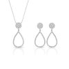 Parure Hiriwa 925 Collana + Orecchini Goccia Argento Pietre Bianche