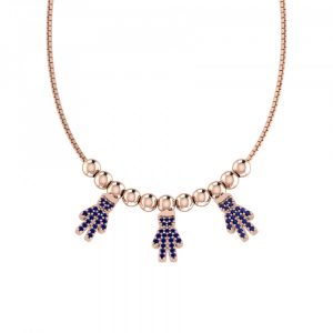Collana Love Makes a Family Bimbo-Bimbo-Bimbo Argento Rosè Pietre Blu