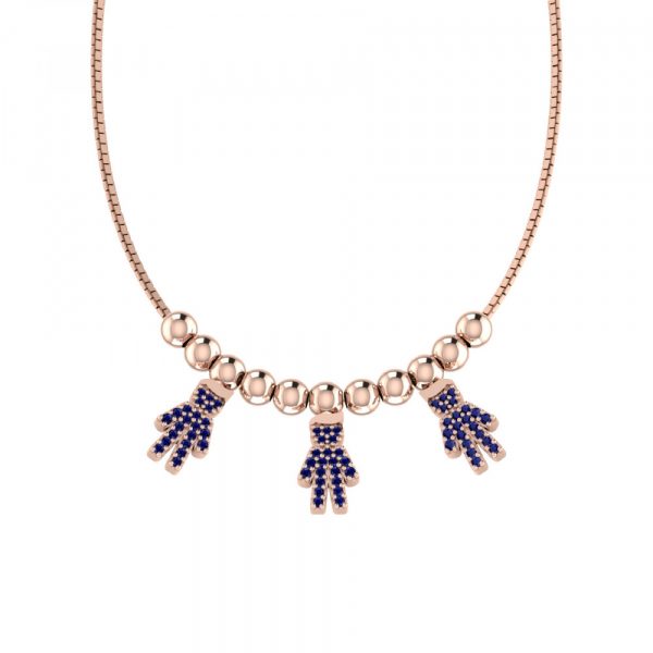 Collana Love Makes a Family Bimbo-Bimbo-Bimbo Argento Rosè Pietre Blu
