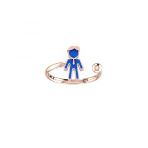 Anello Love Makes a Family Papà-Sfera 4 mm Argento 925 Rosè Smaltato Blu