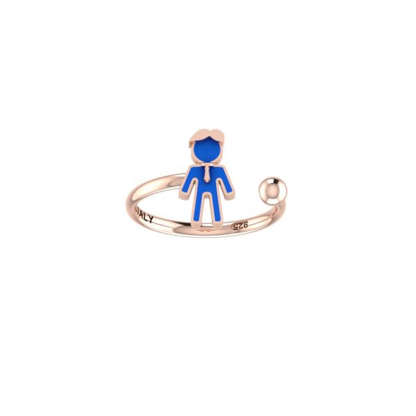 Anello Love Makes a Family Papà-Sfera 4 mm Argento 925 Rosè Smaltato Blu