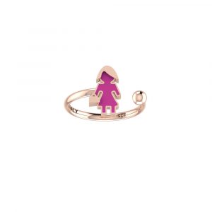Anello Love Makes a Family Mamma-Sfera 4 mm Argento 925 Rosè Smaltato Viola