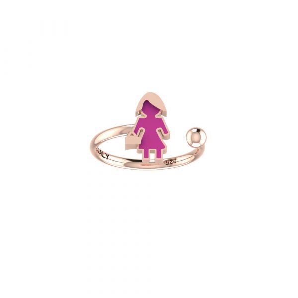Anello Love Makes a Family Mamma-Sfera 4 mm Argento 925 Rosè Smaltato Viola