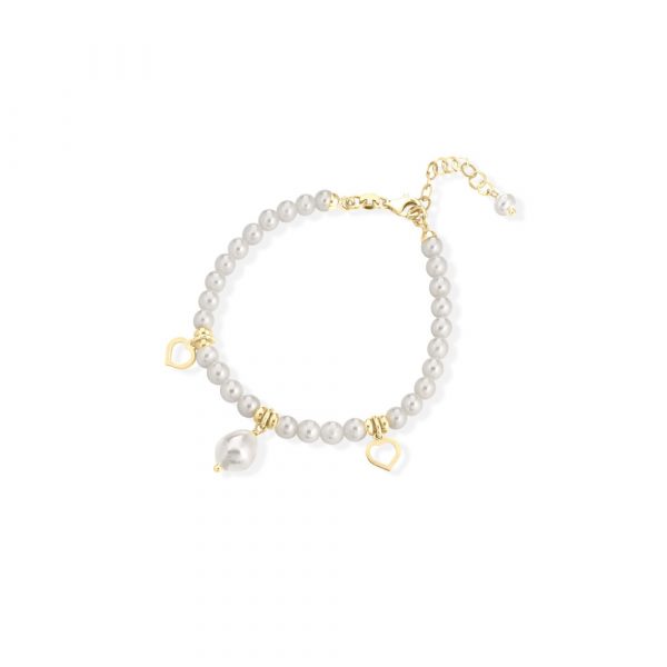 Bracciale Fujiko Perle con Pendente Cuore Argento Gold