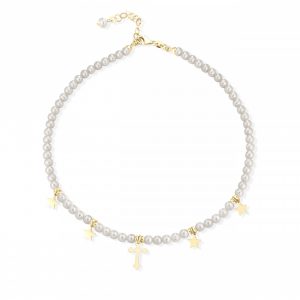 Collana Fujiko Perle con Pendente Croce Argento Gold
