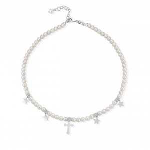 Collana Fujiko Perle con Pendente Croce Argento