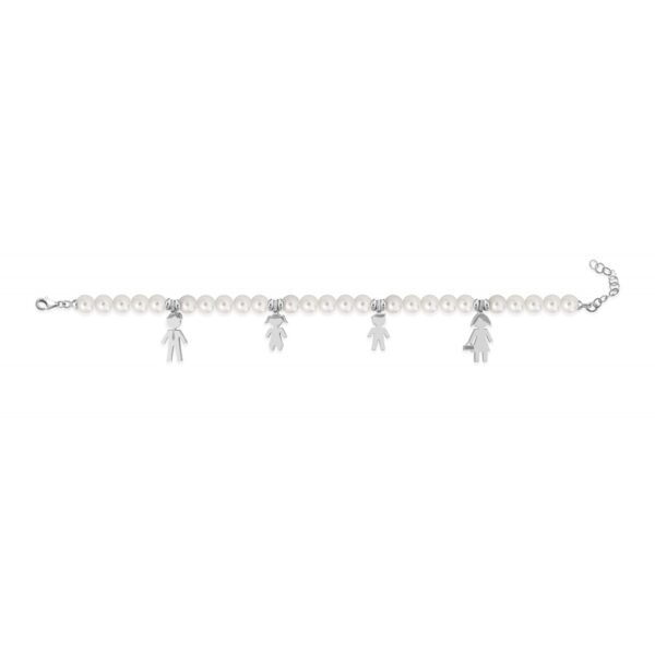Bracciale Love Makes a Family Papà-Bimba-Bimbo-Mamma Perle Argento - immagine 2
