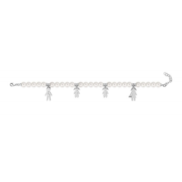 Bracciale Love Makes a Family Papà-Bimba-Bimba-Mamma Perle Argento - immagine 2