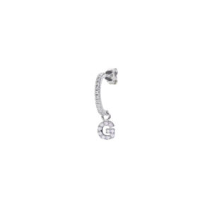 Orecchino Hiriwa 925 Singolo con Pendente Lettera G Argento Pietre Bianche