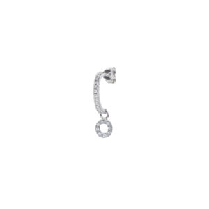 Orecchino Hiriwa 925 Singolo con Pendente LetteraO Argento Pietre Bianche